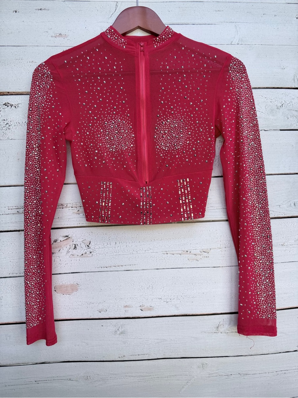 ✨ Radiant Rhinestone 2-Piece Mesh Set – Red ✨ - Picture 4 of 15